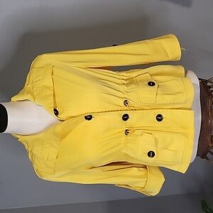 Vintage Ruby Rd. Yellow Button Down Lightweight Jacket Adjustable Waist Size 10P